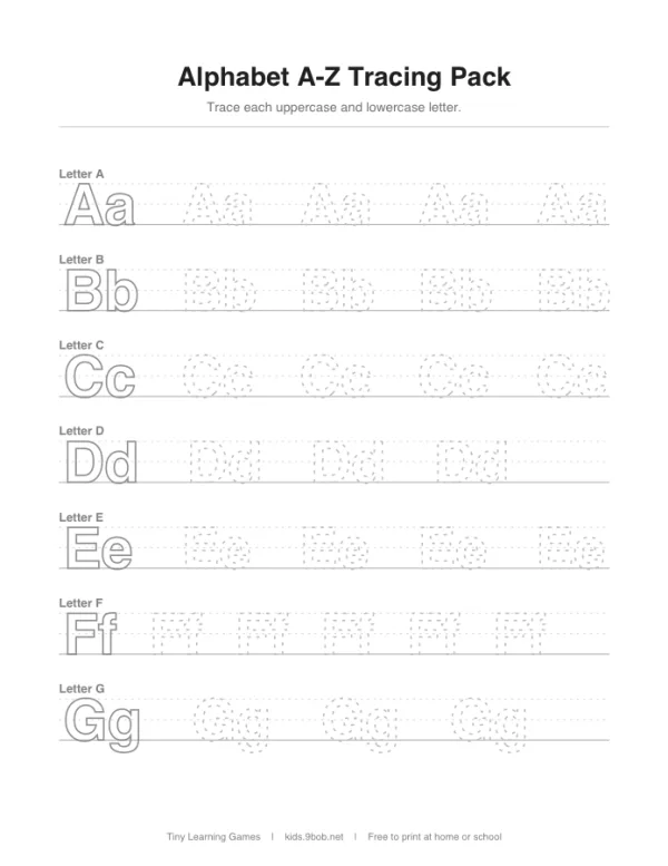 Alphabet A-Z Tracing Pack preview