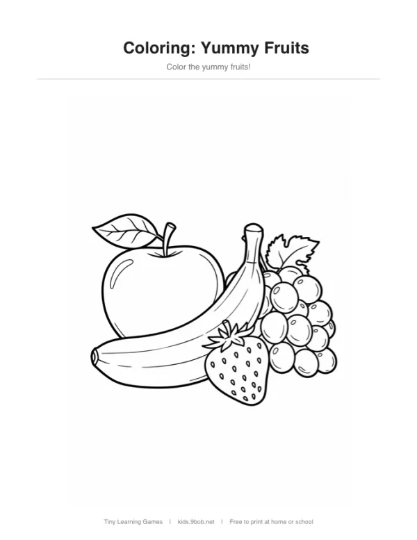 Coloring: Yummy Fruits printable preview
