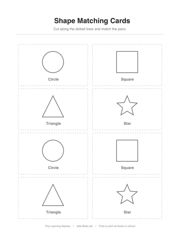 Shape Matching Cards printable preview