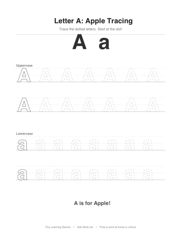 Letter A: Apple Tracing preview