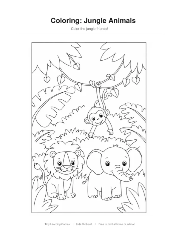 Coloring: Jungle Animals printable preview